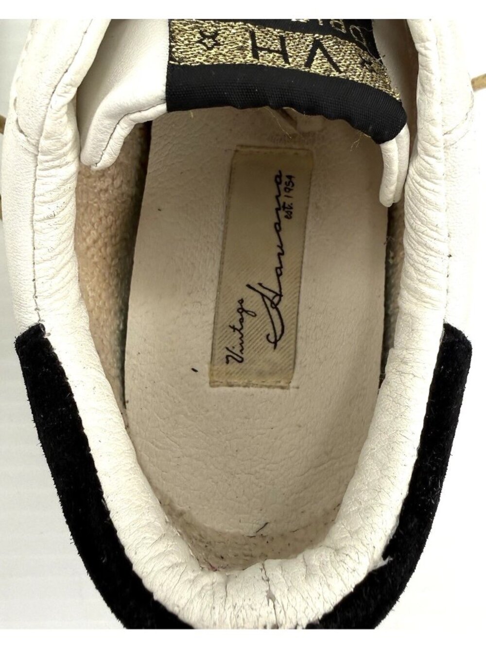 Vintage Havana Gadol Sneakers Womens 5.5 White Gold Star No Tie Leather Slip On - Picture 10 of 13